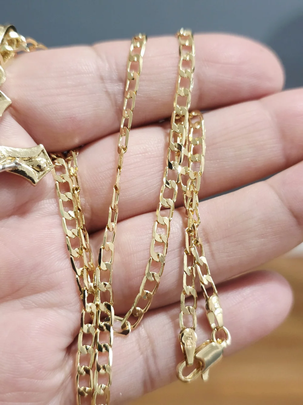 Two-Tone Gold Crucifix Pendant Necklace for Men - Gold and Silver Accent